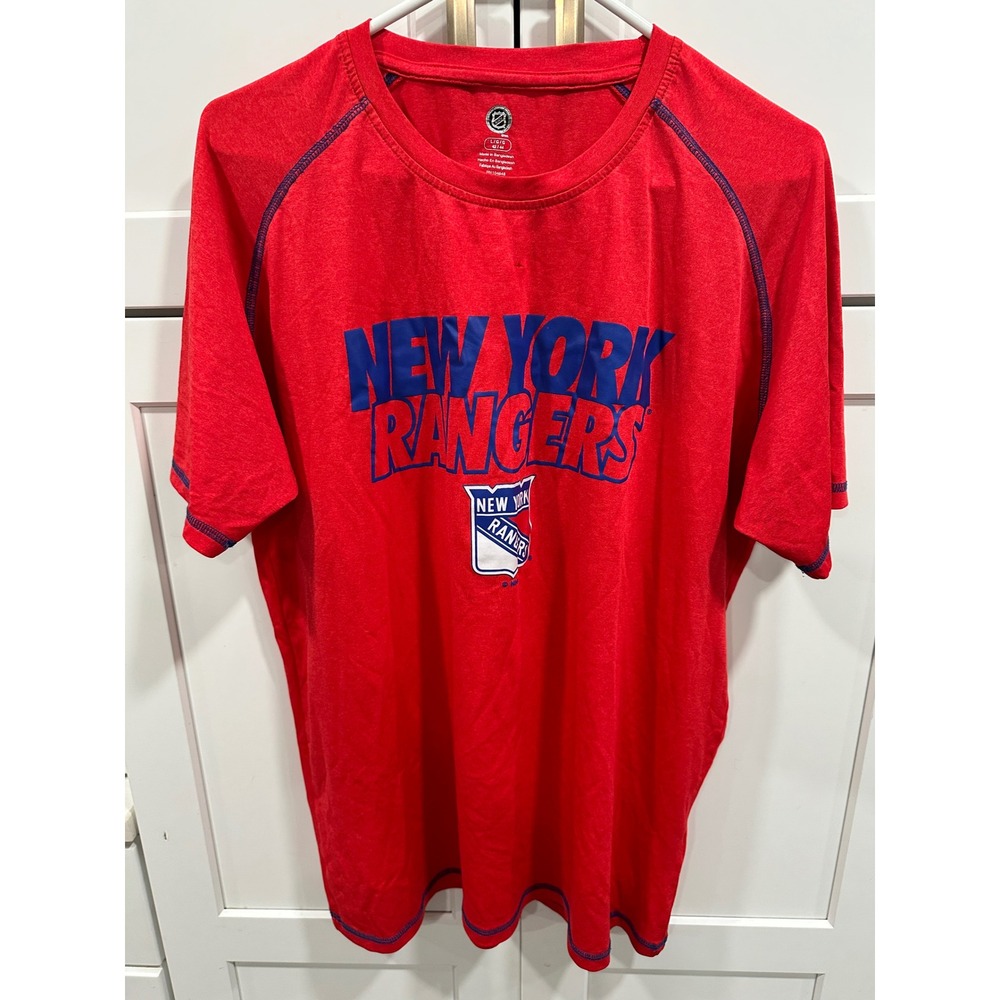 New York Rangers Mens T Shirt Red Blue NHL Hockey Official L